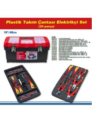 İzeltaş 8440001023 19" Plastik Takım Çantası Elektrikçi Set (23 Parça)